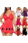 Chemises et déshabillés pour Femmes Sexy Grande Taille avec nœud en Dentelle, Robe de Lingerie, vêtements de Nuit, Pyjama, vê