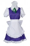 MengXin Game Touhou Project Izayoi Sakuya Costume de soubrette Robe Lolita Femme Sexy Uniforme Halloween Taille XL, Blanc 