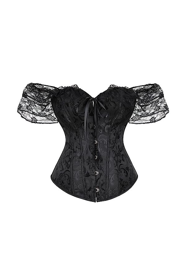 ZTIANEF Ouvrir lentrejambeSexy corset à une épaule lingerie nœud sculpter sangle fendue, noir, M