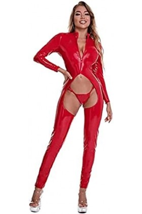 Femmes Faux Cuir Body Clubbing Costumes Sexy Catsuit Brillant,Noir,4X-Grand