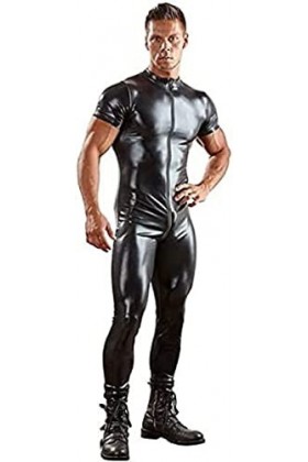 Costume De Justaucorps En Latex Pour Hommes À Manches Courtes Discothèque Vêtements De Fête,Noir,3X-Grand