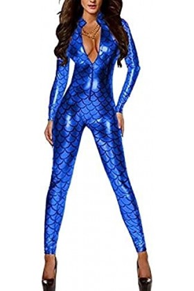 Femmes Sexy Wetlook Body Bodycon Discothèques Performance Uniformes Clubwear,Rouge,X-Grand