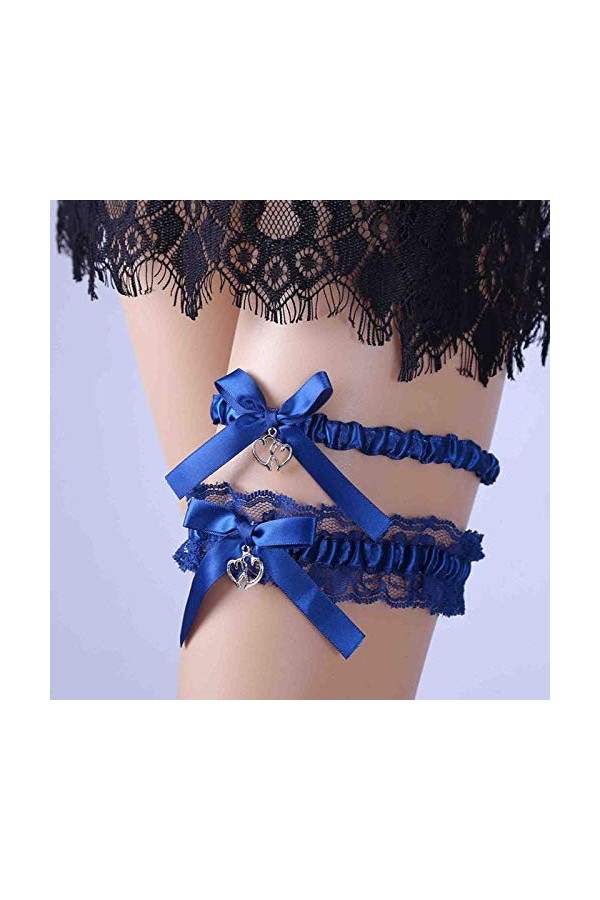 Saturey Jarretière Femmes Mariage for Mariée Ensemble Jarretelles Dentelle Accessoire Jambières Bleu Color : Blue, Size : On