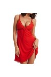 COLIFAS Femmes Sexy Body Sexy Costumes Bodystocking Dentelle Col en V Babydoll Body Stocking Noir Rouge Chemise de Nuit Teddi