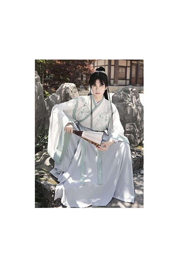 JIMINISO Peinture à lencre Noire Hanfu Hommes/Femmes Chinois Traditionnel Adulte Halloween Cosplay Costume déguisement pour 