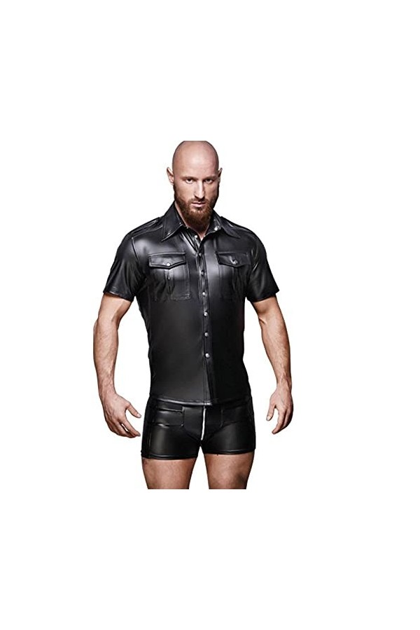 UUKR Hommes Faux T-shirts en cuir PU T-shirts T-shirts Sexy Fitness Tops Gay Latex T-shirt T-shirt T-shirt T-shirts Hommes Ho