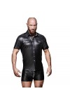 UUKR Hommes Faux T-shirts en cuir PU T-shirts T-shirts Sexy Fitness Tops Gay Latex T-shirt T-shirt T-shirt T-shirts Hommes Ho