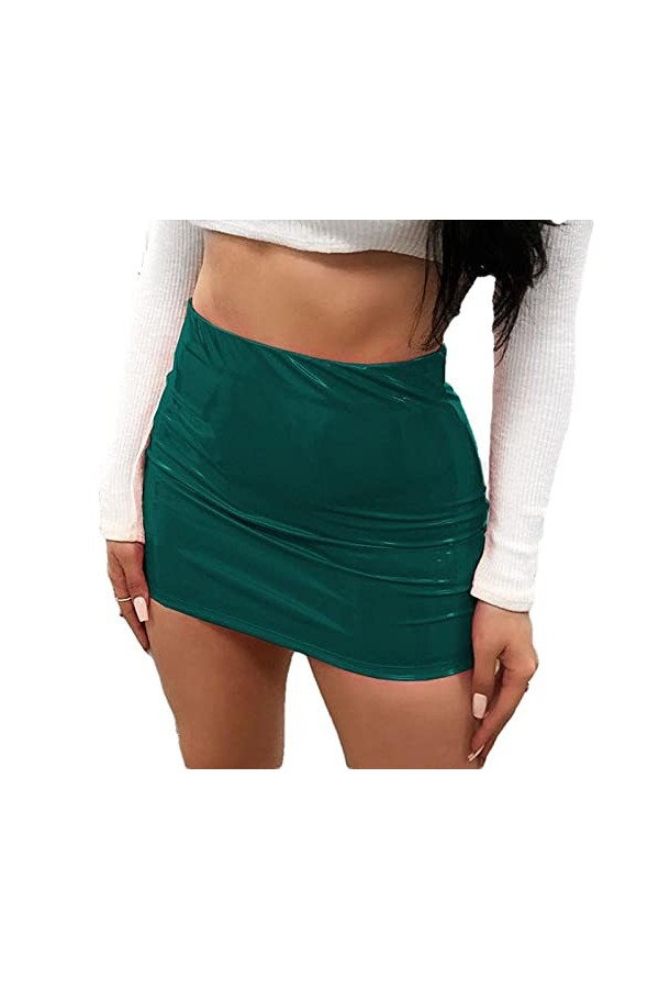 UUKR Jupe En Cuir Pu Pour Femmes, Taille Haute, Crayon, Costume Vintage, Moulante, Paquet de Hanche, Mini Jupes Sexy, Vêtemen