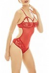 anais apparel Body avec Empiècements en Dentelle S/M, rouge, S-M