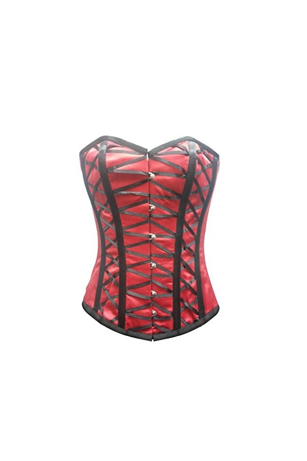 Corset en dentelle noire et rouge satiné pour déguisement de fête dHalloween - - Taille 22/33"