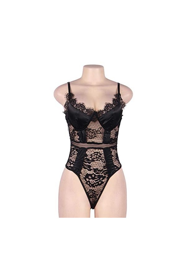 RWRAPS sous-vêtements Confortables de Grande Taille, Cils Sexy en Dentelle à Armatures, Body Sexy, sous-vêtements créatifs C