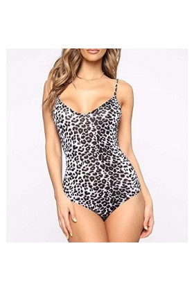 RWRAPS Grande taille imprimé léopard une pièce avec bouton-pression à lentrejambe, collants tendance, sous-vêtements créatif