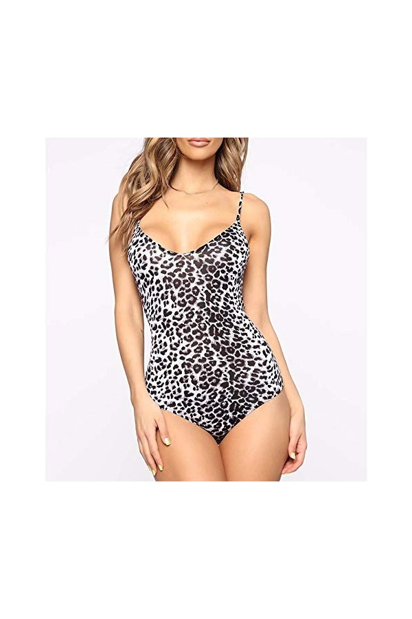 RWRAPS Grande taille imprimé léopard une pièce avec bouton-pression à lentrejambe, collants tendance, sous-vêtements créatif