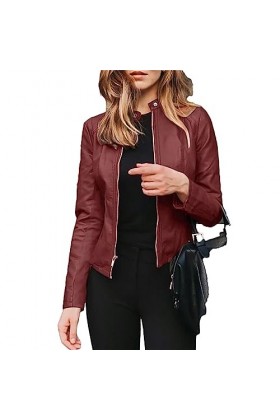 Fjnbbiot Veste Ample En Cuir Pu Pour Femme, Veste En Faux Cuir Souple, Manteau De Motard De Rue, Vêtements Dextérieur Décont