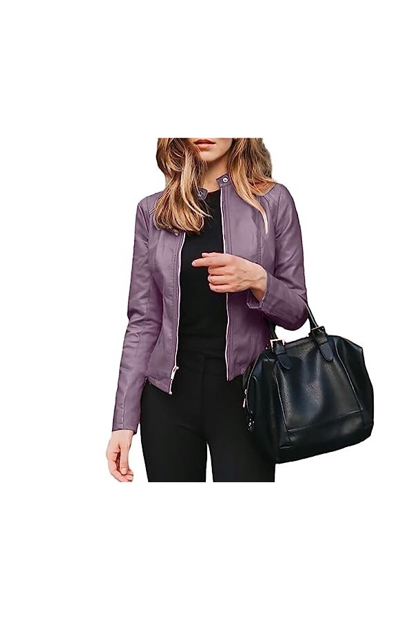 Fjnbbiot Veste Ample En Cuir Pu Pour Femme, Veste En Faux Cuir Souple, Manteau De Motard De Rue, Vêtements Dextérieur Décont