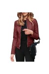 Fjnbbiot Veste Ample En Cuir Pu Pour Femme, Veste En Faux Cuir Souple, Manteau De Motard De Rue, Vêtements Dextérieur Décont
