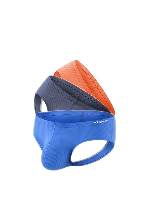 BIATWOWR Sous-vêtement sexy pour homme - Avec poches - Taille M L XL 2XL 3XL, Lot de 3 : multicolore, L