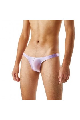 Culotte Brillante à Lhuile pour Hommes Culotte de Bikini Stretchy Shiny Silky Sous-vêtements Taille Basse Lingerie Culotte U