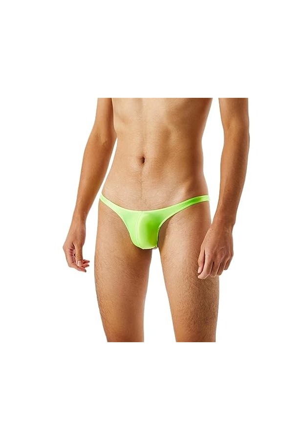 Culotte Brillante à Lhuile pour Hommes Culotte de Bikini Stretchy Shiny Silky Sous-vêtements Taille Basse Lingerie Culotte U