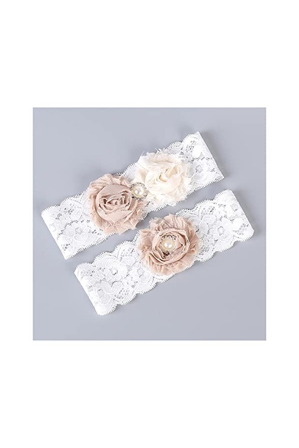 BAtlam Fleur Nuptiale Jambe décor Mariage mariée jarretière Dentelle Femmes Ornements Floraux Couleur : Blanc, Taille : 40 x