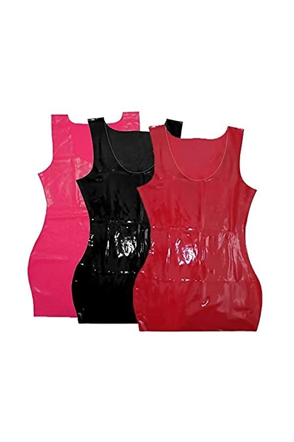 Robe Moulante En Caoutchouc Latex Pour Femmes, Peignoir Moulant, Sans Manches, Robe Une Pièce Club,Noir,Grand