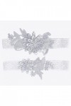 Chendvol Jarretières de mariée en dentelle florale, gris, taille unique