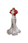 BVMPRS Jeu Geisha Michiko Lady Thirteen Cosplay Costume Cheongsam Halloween Party Jupe,White-XXL