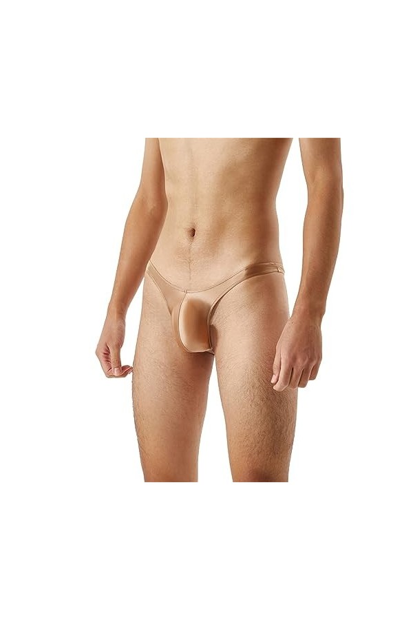 Culotte Brillante à Lhuile pour Hommes Culotte de Bikini Stretchy Shiny Silky Sous-vêtements Taille Basse Lingerie Culotte U