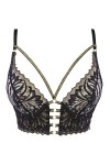 Axami Soutien-gorge bustier noir charmant avec ornements dorés et découpes découpées, Noir , 85A