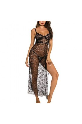 Soutiens-Gorge Femme Lingerie Sexy Robe Longue sous-Vêtements Pyjama Sexy Perspective sous-Vêtements Sexy Rouge XXL 