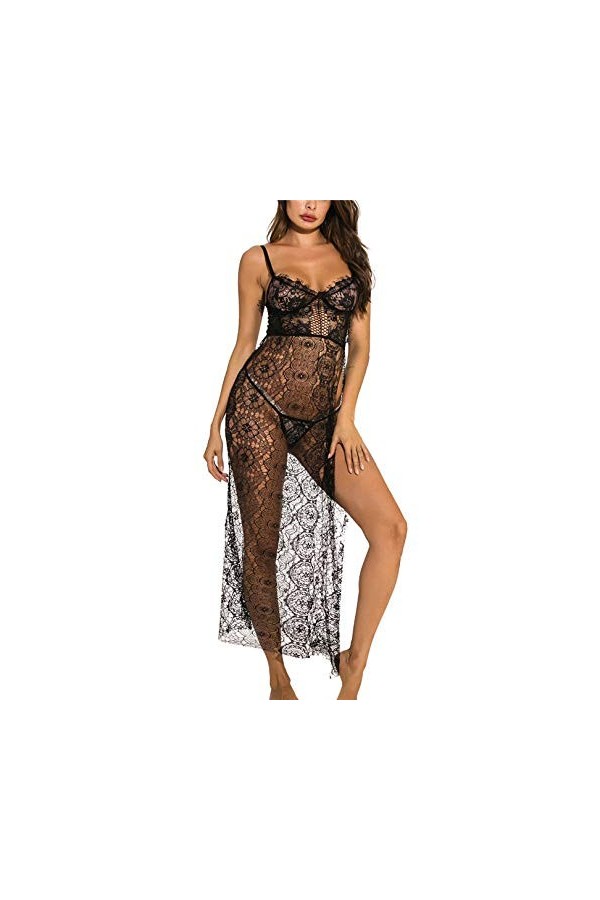 Soutiens-Gorge Femme Lingerie Sexy Robe Longue sous-Vêtements Pyjama Sexy Perspective sous-Vêtements Sexy Rouge XXL 