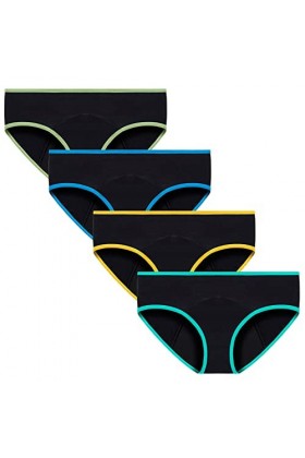 NCQiFei Lot de 4 Culottes De Couleur Unie pour Femmes Culottes Menstruelles Confortables Et Taille Midi Basse sans Rail Culot