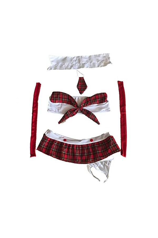 FGHSD Bustiers et Corsets pour Femmes Jupe Sexy sous-vêtements Mignons Grande Taille Uniformes à Carreaux Tentation sous-vête