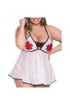 FGHSD Poupées pour Femmes Sexy Girl Cute Lingerie Plus Size Lace Underwear Applique Nightdress Sexy Underwear White XXL 