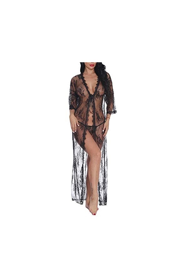Lingerie Sexy sous-Vêtements Sexy Lingerie pour Femmes Robe Longue en Dentelle Sexy Robe Transparente Voir à Travers la Robe 