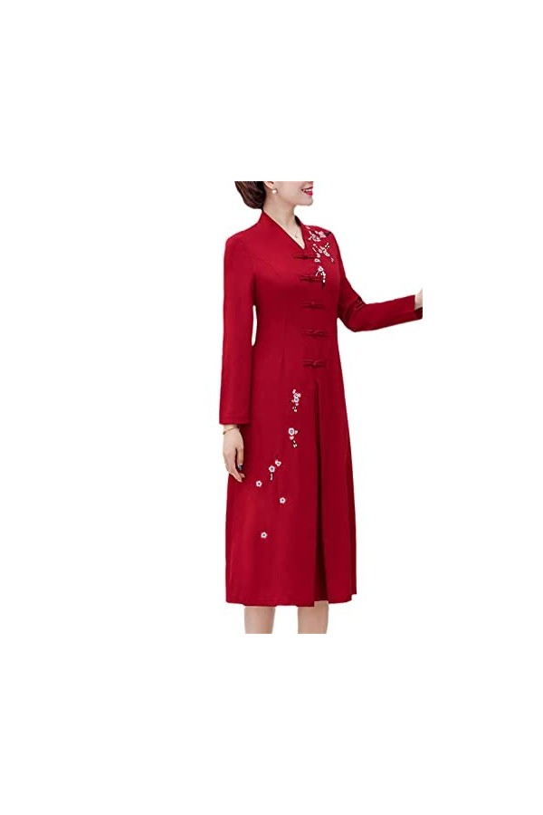 Robe chinoise pour femme - Imprimé floral - Robe traditionnelle chinoise orientale en mousseline de soie, Couleur 1, Taille 3