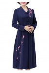Robe chinoise pour femme - Imprimé floral - Robe traditionnelle chinoise orientale en mousseline de soie, Couleur 1, Taille 3