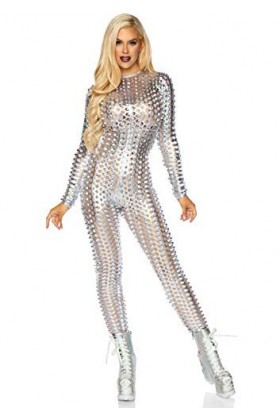 Leg Avenue Laser cut metallic catsuit