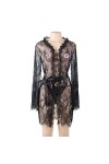RWRAPS sous-vêtements surdimensionnés, Pyjama Sexy en Dentelle avec Ceinture, Pyjama Cardigan Transparent sous-vêtements créa