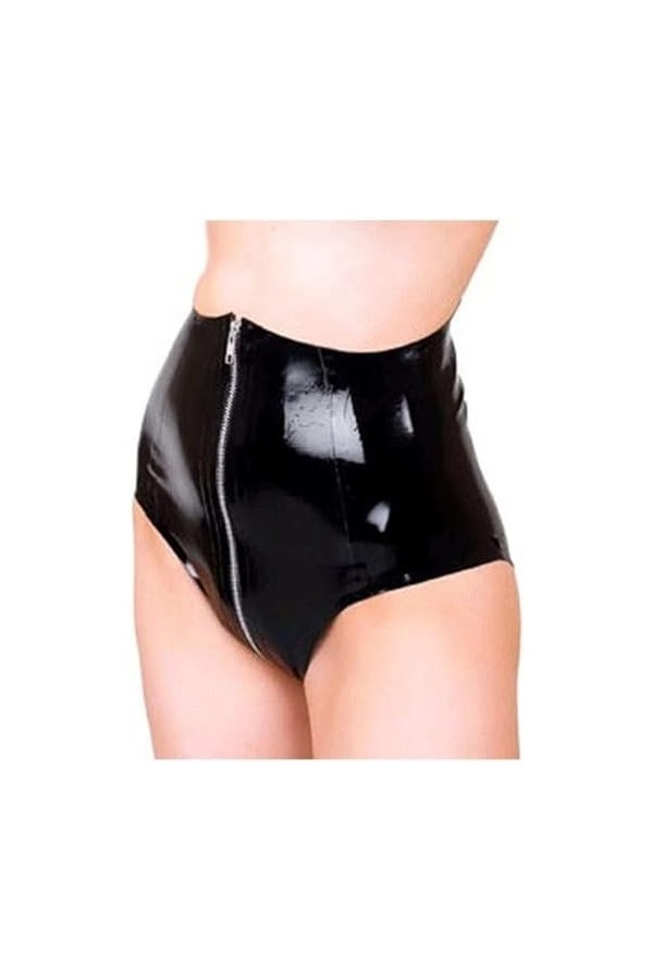 Short Triangle Sexy En Caoutchouc Latex Noir, Fermeture Éclair, Piscine, Plage, Lingerie Party-Noir,Noir,XXL