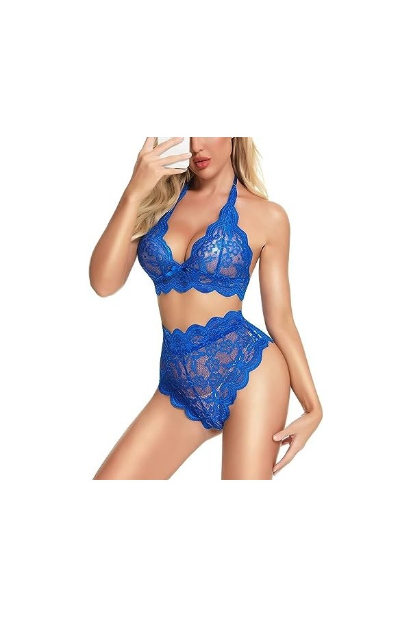 Lingerie Sexy pour Femmes, Filet de Poisson, Lingerie Sexuelle Fendue, Style à Trois Points