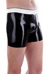 IDOBLO Boxer en Latex pour Homme avec Maillot De Bain Blanc À Fermeture Éclair À lentrejambe,Noir,M