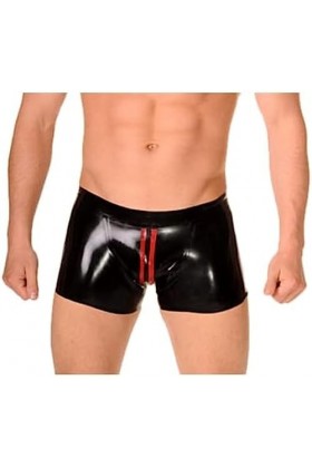 IDOBLO Latex Caoutchouc Noir Shorts pour Hommes Rouge Embellissement Fête Jeu De Rôle Piscine Plage Main Personnalisé 0.4mm,N