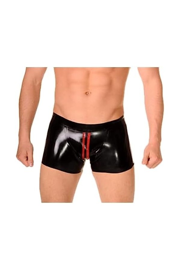 IDOBLO Latex Caoutchouc Noir Shorts pour Hommes Rouge Embellissement Fête Jeu De Rôle Piscine Plage Main Personnalisé 0.4mm,N