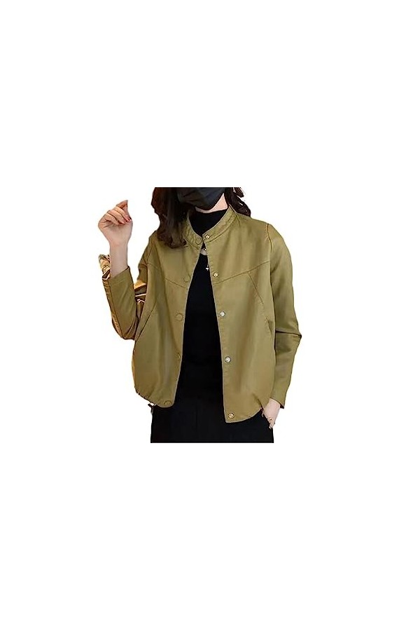 Fjnbbiot Manteau En Cuir Pour Femmes Printemps Automne Vestes En Simili Cuir Pu Veste De Motard Mince yellow EN8 XXL