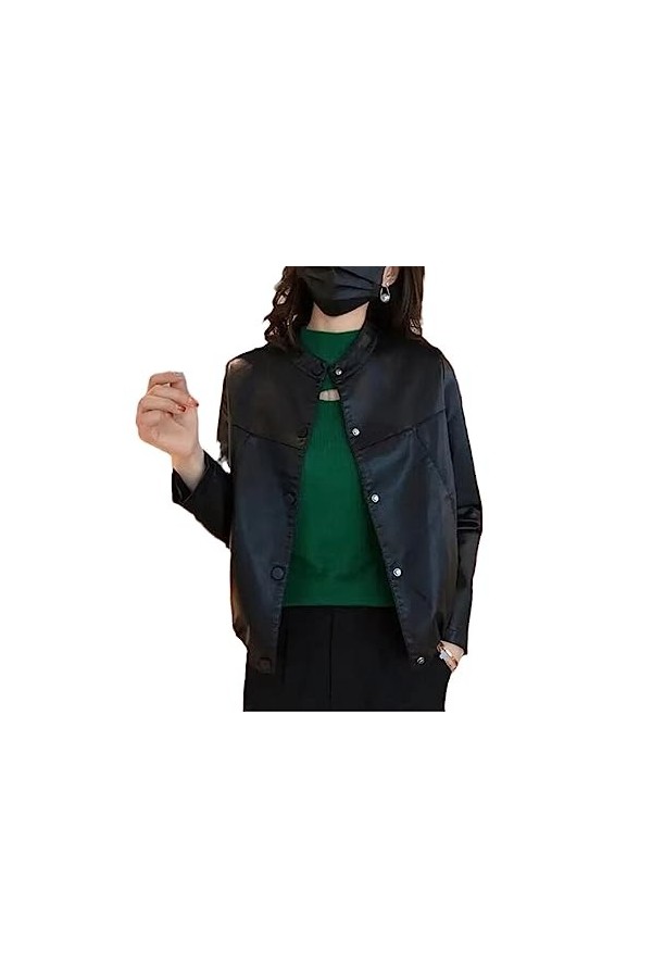 Fjnbbiot Manteau En Cuir Pour Femmes Printemps Automne Vestes En Simili Cuir Pu Veste De Motard Mince yellow EN8 XXL