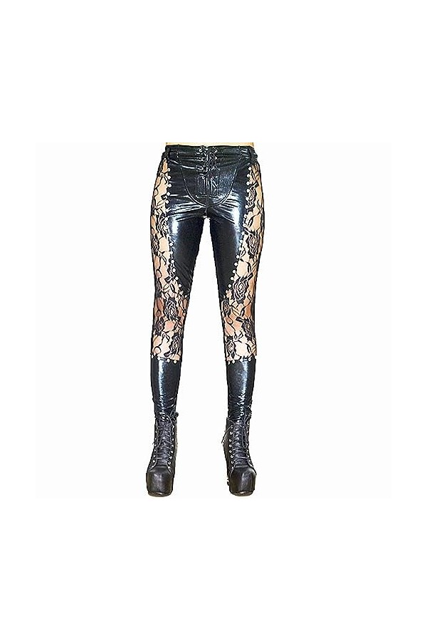 JYDQM Cuir Verni Vêtements Clubwear Sexy Robe en Cuir Verni PVC Sexy Leggings Pantalon Pantalon en Cuir Sexy Regard Humide/A/