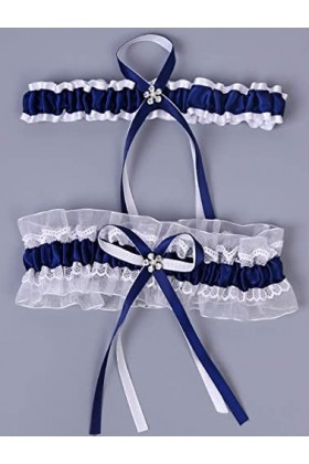 BAtlam Jarretière avec, Accessoires de Mariage en Dentelle Sexy pour mariée jarretière- Bleu_Taille Unique, Cadeaux jarretièr