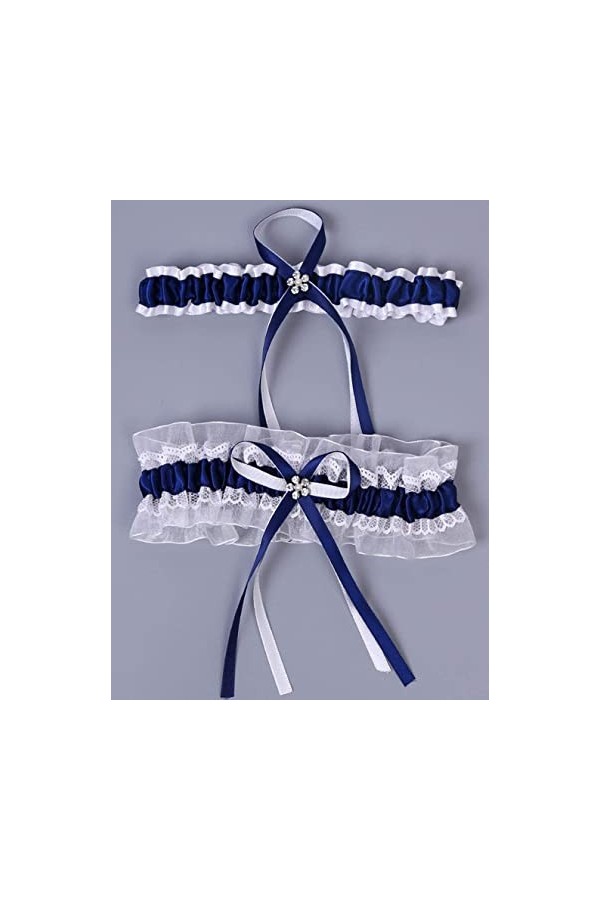 BAtlam Jarretière avec, Accessoires de Mariage en Dentelle Sexy pour mariée jarretière- Bleu_Taille Unique, Cadeaux jarretièr