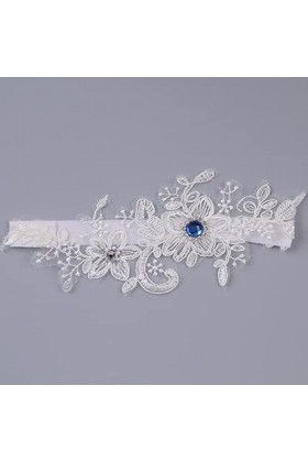Dentelle Princesse Cuisse Jarretière Strass Broderie Fleur Perlée De Mariée Jarretière Jarretière Couleur : Blanc, Taille : 